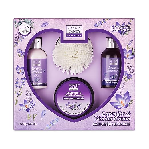 Bryan & Candy Lavender Bodycare Heart Collection Gift set for Women 100% Vegan,Ph5.5 Skin Friendly